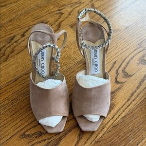 Jimmy Choo Suede Heels with Embellished Strap